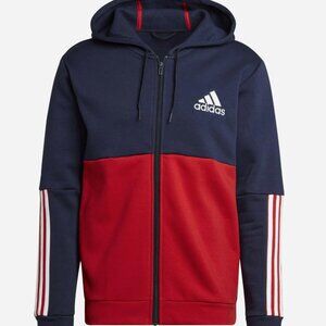 adidas - Men - Essentials Colorblock Full-Zip Hoodie - Ink/Red HK2880